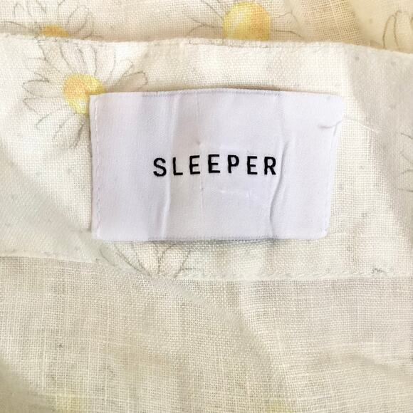 Sleeper Brigette Daisy Print 100% Linen Square Neck Midi Dress XL - Picture 9 of 10